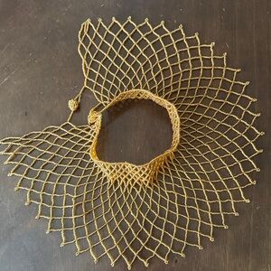 Gold Beaded Net Collar Necklace